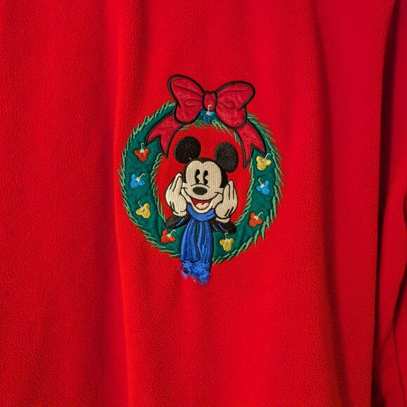 Mickey Mouse Embroidered Christmas Fleece Size XL 46" Chest - Picture 3 of 3